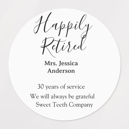 Happy retirement add name 退職した of service ラベル (デザイン2)