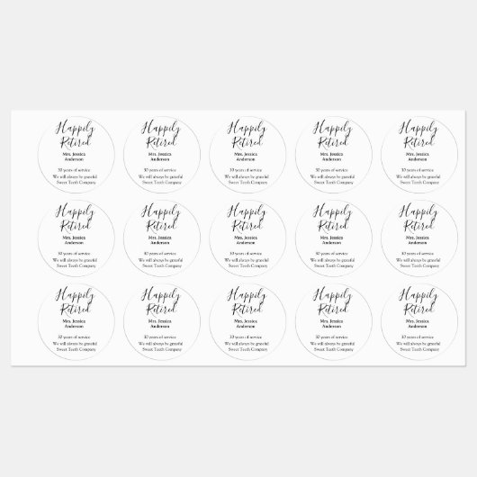 Happy retirement add name 退職した of service ラベル (シート)