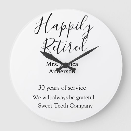 Happy retirement add name 退職した of service ラージ壁時計 (正面)