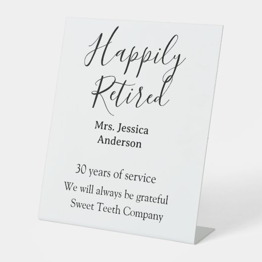 Happy retirement add name 退職した of service 台座サイン (正面)