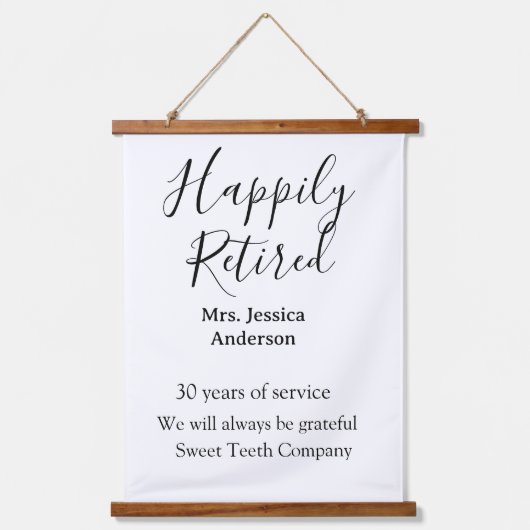 Happy retirement add name 退職した of service 吊り下げ型タペストリー (正面)