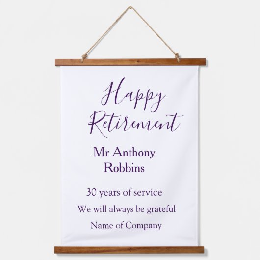 Happy retirement add name 退職した of service 吊り下げ型タペストリー (正面)