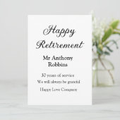 Happy retirement add name 退職した of service 招待状 (スタンド正面)