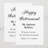 Happy retirement add name 退職した of service 招待状 (正面/裏面)