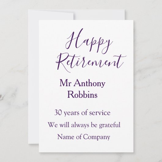 Happy retirement add name 退職した of service 招待状 (正面)