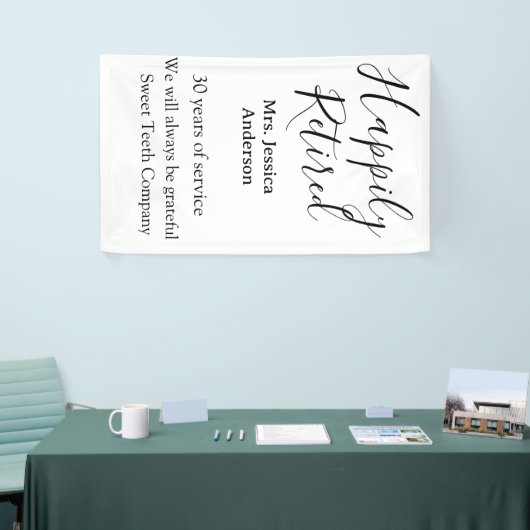 Happy retirement add name 退職した of service 横断幕 (トレードショー)