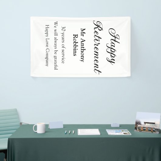 Happy retirement add name 退職した of service 横断幕 (トレードショー)