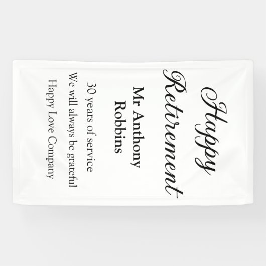 Happy retirement add name 退職した of service 横断幕 (横)