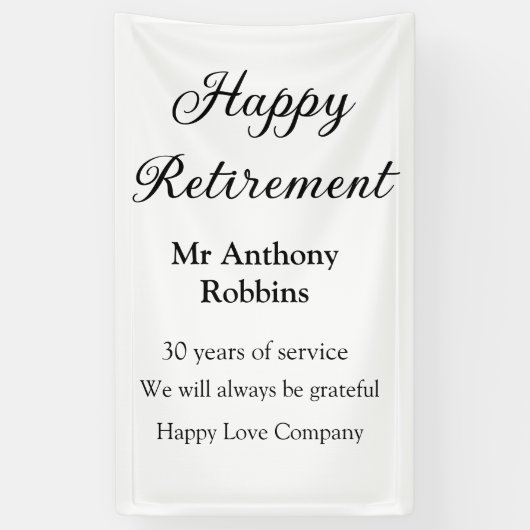 Happy retirement add name 退職した of service 横断幕 (縦)