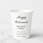 Happy retirement add name 退職した of service 紙コップ (裏面)