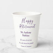 Happy retirement add name 退職した of service 紙コップ (裏面)