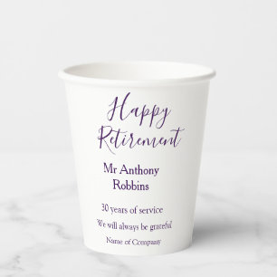 Happy retirement add name 退職した of service 紙コップ