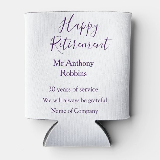 Happy retirement add name 退職した of service 缶クーラー (正面)