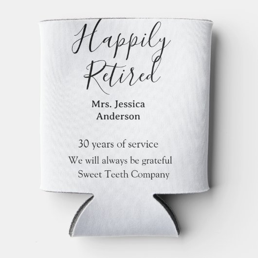 Happy retirement add name 退職した of service 缶クーラー (正面)