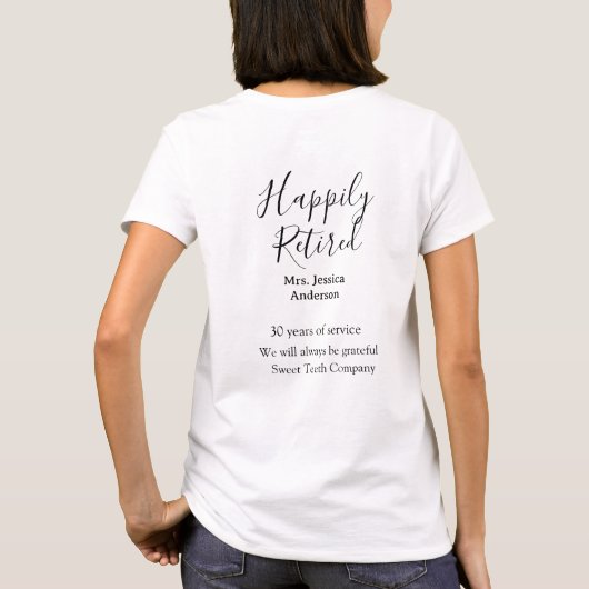 Happy retirement add name 退職した of service tシャツ (裏面)