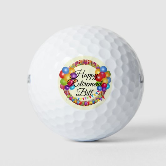 Happy Retirement Add Name Gift 3 Golf Ball ゴルフボール (正面)