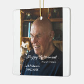 Happy retirement add name photo years of service r セラミックオーナメント (左)