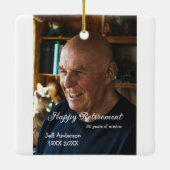 Happy retirement add name photo years of service r セラミックオーナメント (裏面)