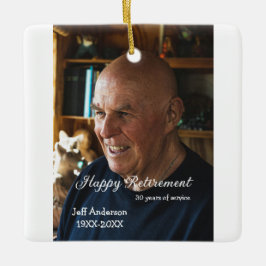 Happy retirement add name photo years of service r セラミックオーナメント