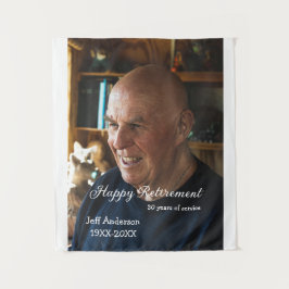 Happy retirement add name photo years of service r タペストリー