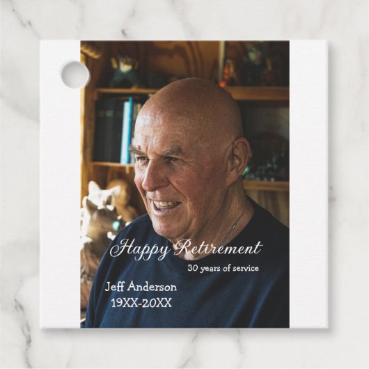 Happy retirement add name photo years of service r フェイバータグ (正面)