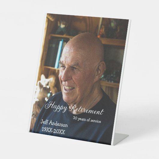 Happy retirement add name photo years of service r 台座サイン (正面)