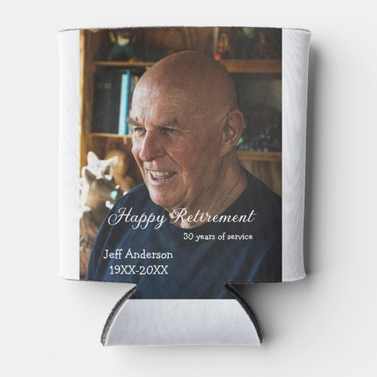 Happy retirement add name photo years of service r 缶クーラー (正面)