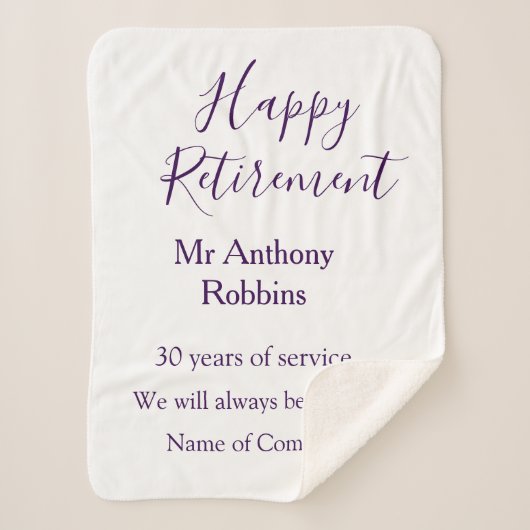 Happy retirement add name years of service retired シェルパブランケット (正面)
