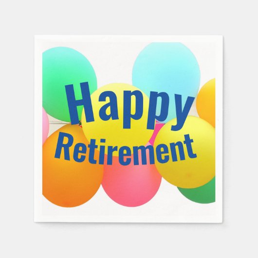 Happy Retirement Balloons スタンダードカクテルナプキン (正面)
