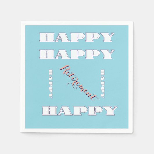 HAPPY Retirement Blue スタンダードカクテルナプキン (正面)