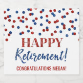 Happy Retirement Blue and Red紙吹雪 スパークリングワインラベル (シングルラベル)