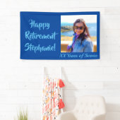 Happy Retirement Blue Photo Retirementパーティー 横断幕 (インサイチュ)