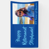 Happy Retirement Blue Photo Retirementパーティー 横断幕 (縦)