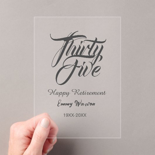 Happy retirement bold letter name year elegant sim アクリル招待状 (インサイチュ (ポータブル))