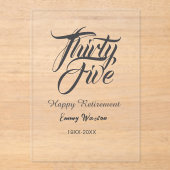 Happy retirement bold letter name year elegant sim アクリル招待状 (正面)