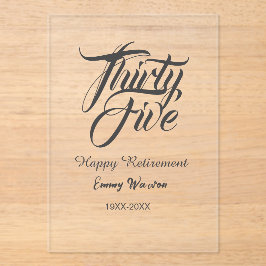 Happy retirement bold letter name year elegant sim アクリル招待状