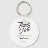 Happy retirement bold letter name year elegant sim キーホルダー (裏面)