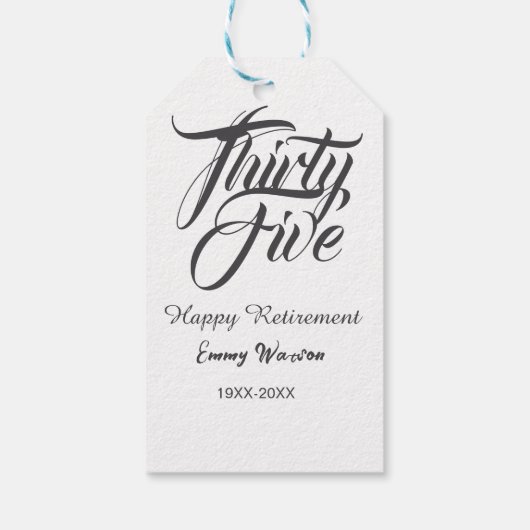 Happy retirement bold letter name year elegant sim ギフトタグ (裏面)
