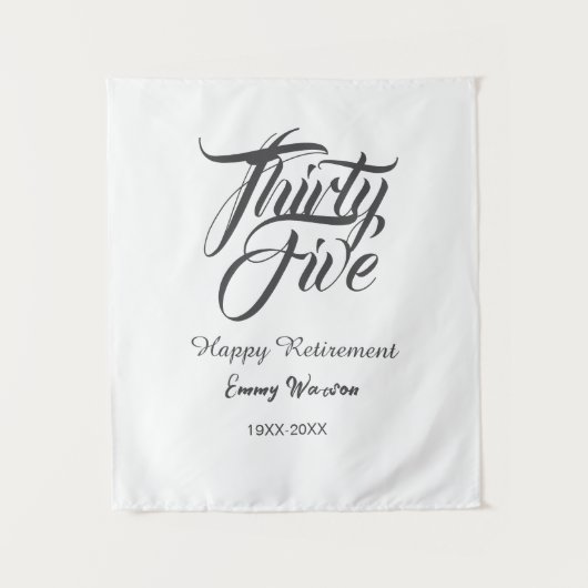 Happy retirement bold letter name year elegant sim タペストリー (正面)