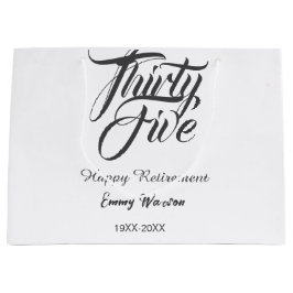 Happy retirement bold letter name year elegant sim ラージペーパーバッグ