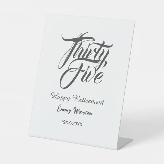 Happy retirement bold letter name year elegant sim 台座サイン (正面)
