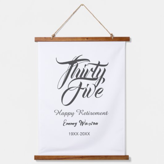 Happy retirement bold letter name year elegant sim 吊り下げ型タペストリー (正面)