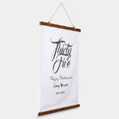 Happy retirement bold letter name year elegant sim 吊り下げ型タペストリー (傾斜あり)