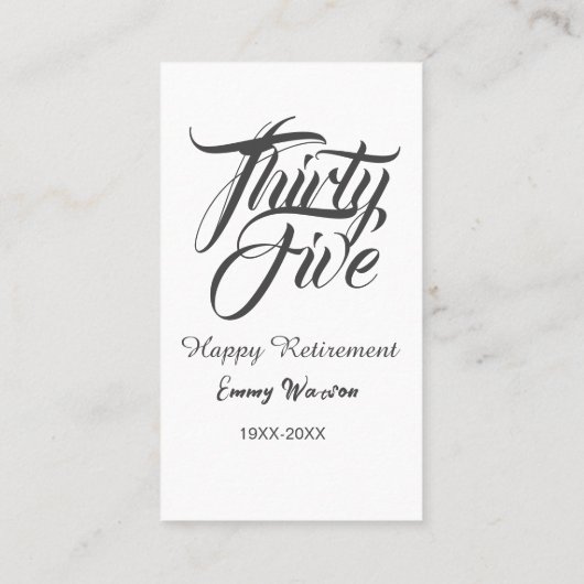 Happy retirement bold letter name year elegant sim 名刺 (裏面)