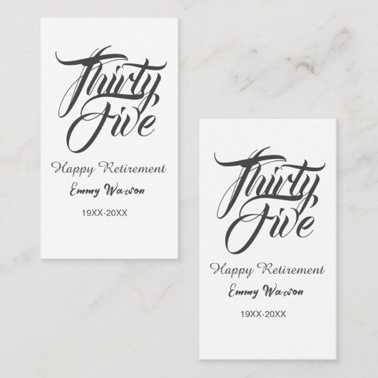 Happy retirement bold letter name year elegant sim 名刺 (正面/裏面)