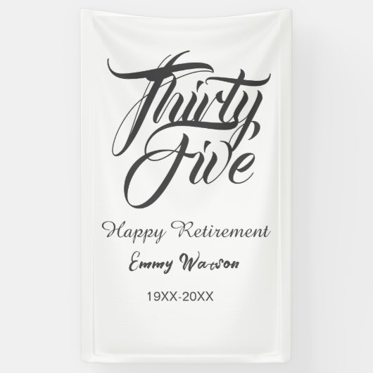 Happy retirement bold letter name year elegant sim 横断幕 (縦)