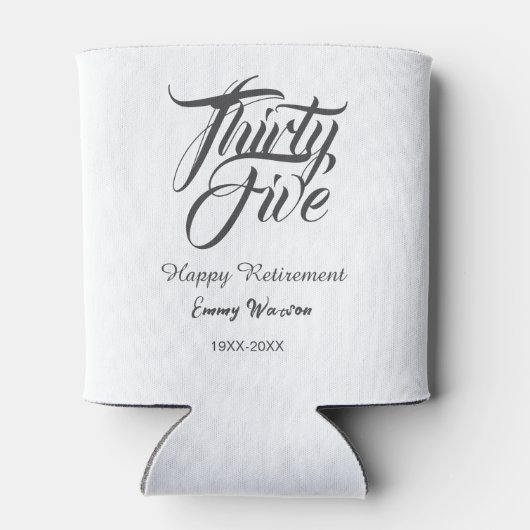 Happy retirement bold letter name year elegant sim 缶クーラー (裏面)