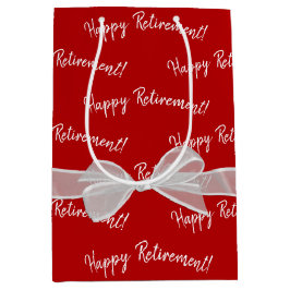 Happy Retirement Bow on Red ミディアムペーパーバッグ