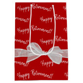 Happy Retirement Bow on Red ミディアムペーパーバッグ (裏面)