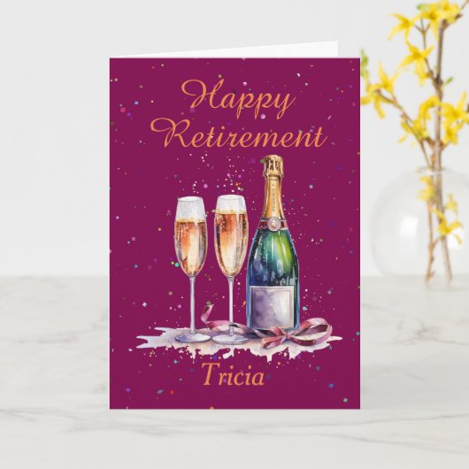 Happy Retirement Bubbly Celebration カード (黄色い花)